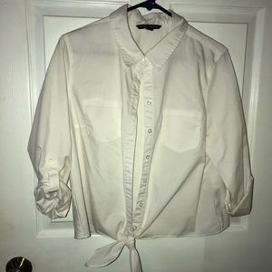 White tie front blouse